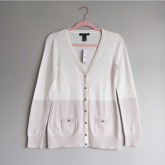 White House Black Market Sweaters - White House Black Market Two Toned Preppy Cardigan